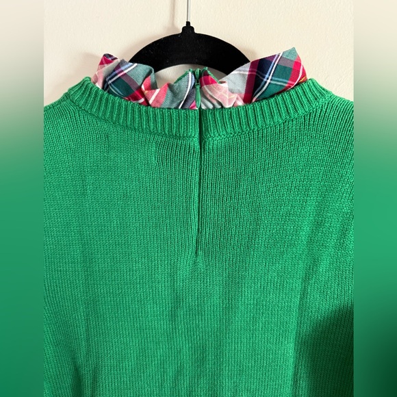 CROWN & IVY Green 2Fer Plaid Ruffle Trim Sweater PS Holiday Sweater - Picture 9 of 9